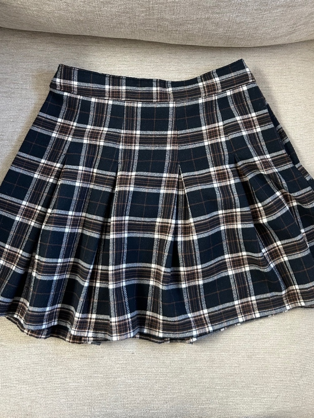 Hollister Navy Blue Plaid High Waisted Pleated Mini Skirt (S)